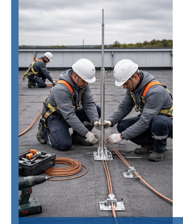 Монтаж молниезащиты на кровле в Каменке под ключ с гарантией