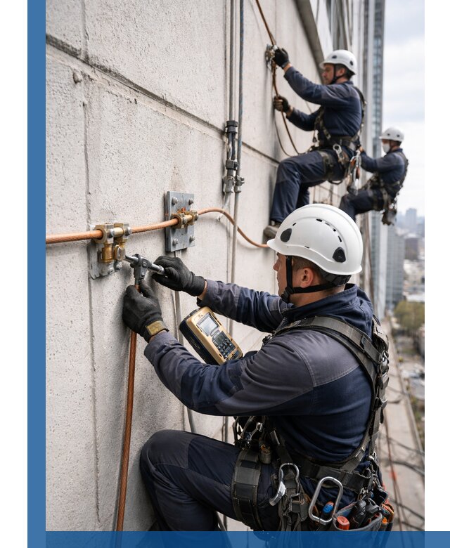 Монтаж системы заземления здания и молниезащиты в Каменке