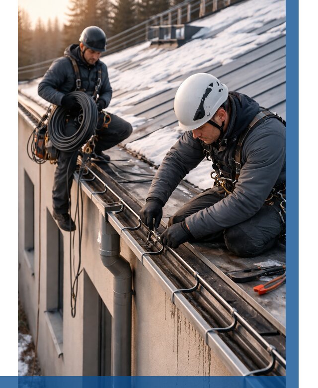 Монтаж греющего кабеля на кровле в Каменке от 455 р. | ВЫСОТНИК-Кам