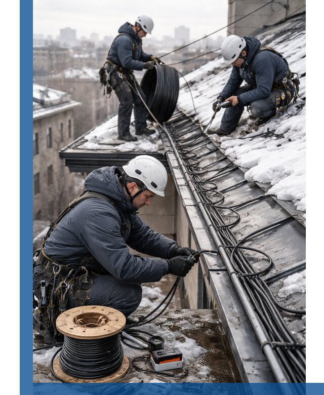 Монтаж греющего кабеля на кровле в Каменке под ключ