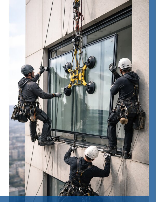 Монтаж стеклопакетов на высоте в Каменке от 3237 р. | ВЫСОТНИК-Кам