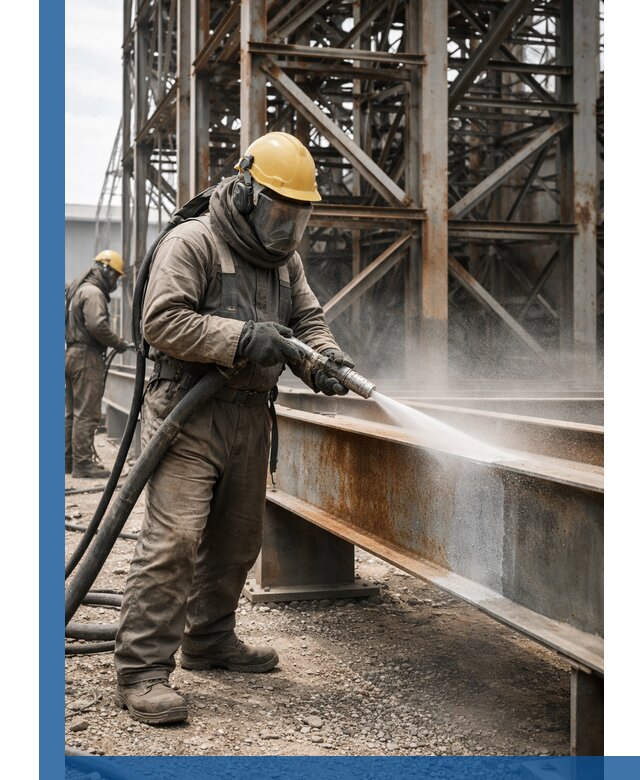 Пескоструйная очистка металлоконструкций в Каменке промышленная