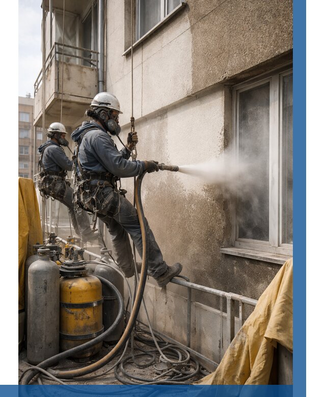 Пескоструйная очистка фасада в Каменке от 657 р. | ВЫСОТНИК-Кам