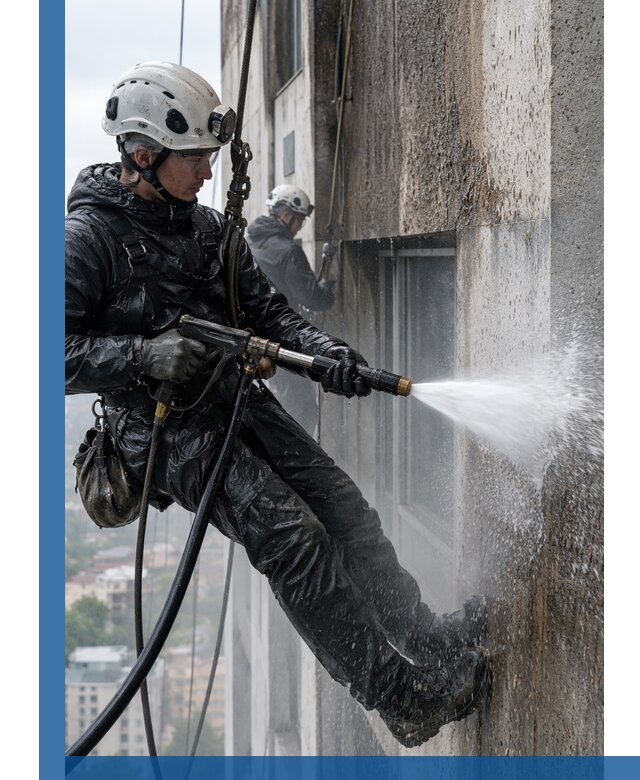 Гидроструйная очистка фасадов и конструкций в Каменке