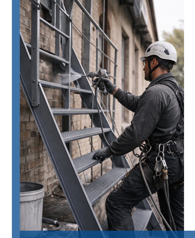 Покраска и антикоррозионная защита пожарных лестниц в Каменке