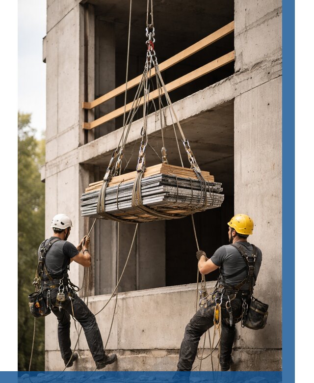 Подъем материала на этаж веревками в Каменке от 1517 р. | ВЫСОТНИК-Кам