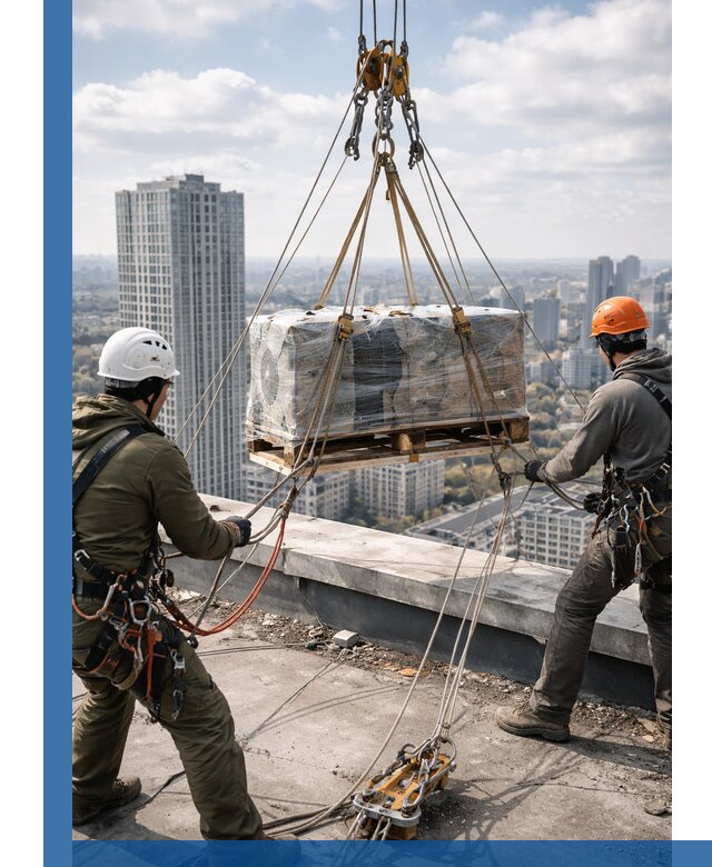 Подъем и монтаж крупногабаритных грузов на крышу в Каменке
