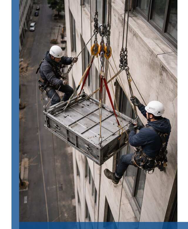 Спуск и подъем грузов по фасаду в Каменке для зданий
