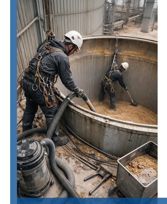 Профессиональная чистка зерновых бункеров в Каменке с выездом