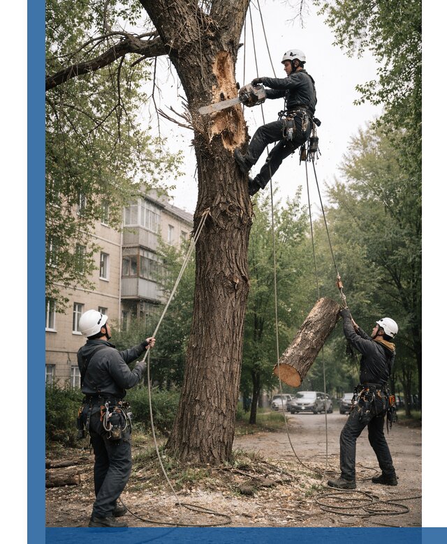 Срочное удаление аварийных деревьев в Каменке с гарантией безопасности