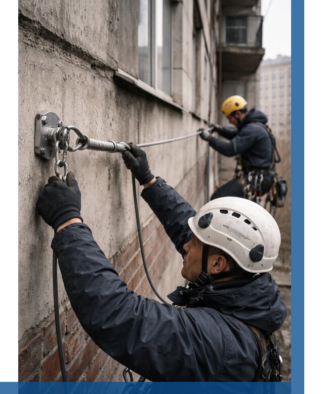 Монтаж анкерных линий в Каменке от 3035 р. | ВЫСОТНИК-Кам