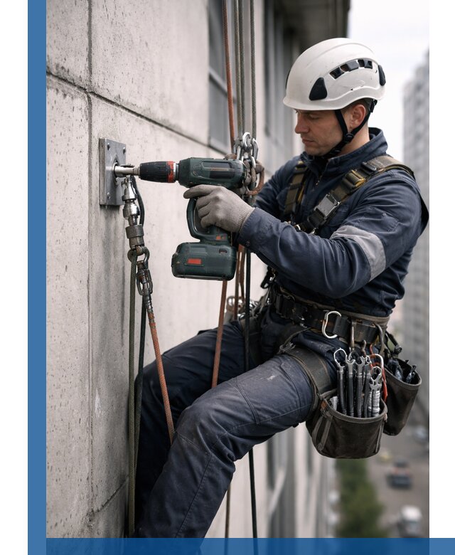 Установка анкерных точек для высотных работ в Каменке